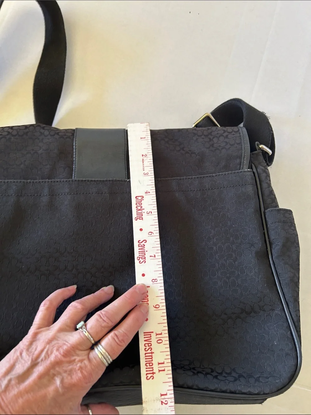 COACH BLACK SIGNATURE HUDSON COMMUTER LAPTOP MESSENGER BAG